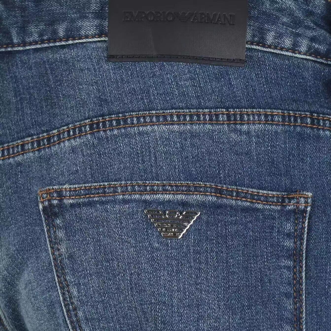 Cheap EMPORIO ARMANI FW23 Seluar Jeans Denim Kasual Lelaki Biru Zip-Washed 6R1J06-1DRHZ-0942