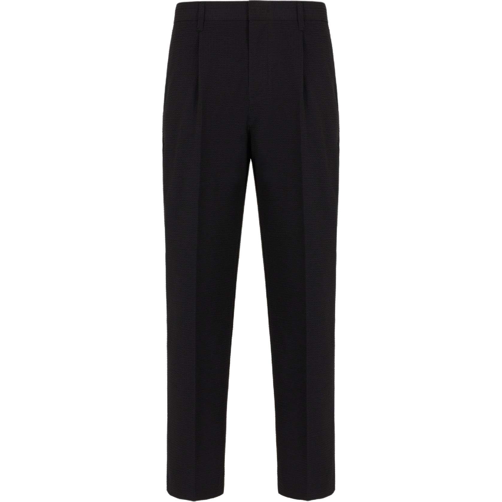 EMPORIO ARMANI FW24  Black Elastic Pleated Zip Casual Pants 6D1PH9-1NSCZ-0999