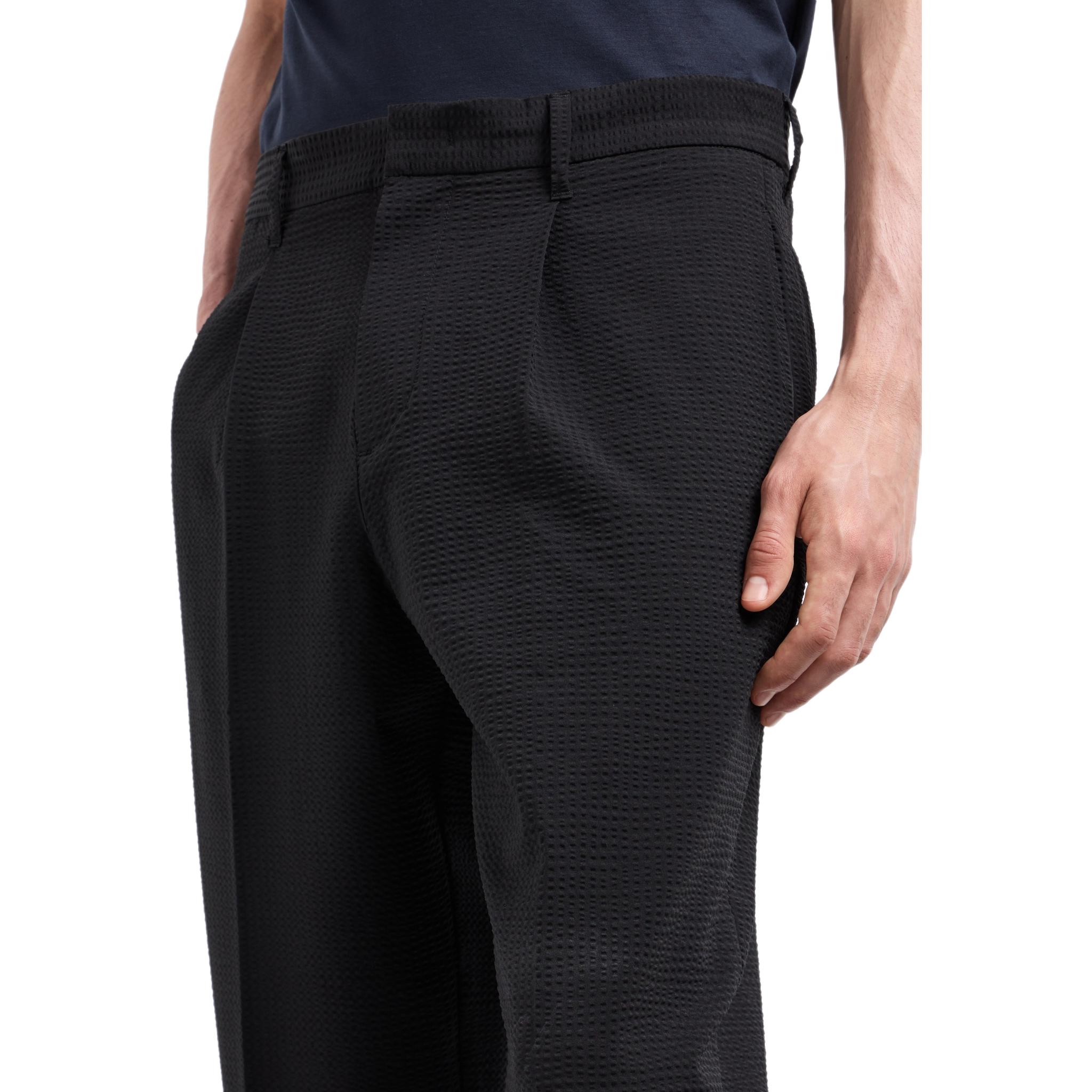 Purchase EMPORIO ARMANI FW24 黑色弹力褶皱拉链休闲裤 6D1PH9-1NSCZ-0999