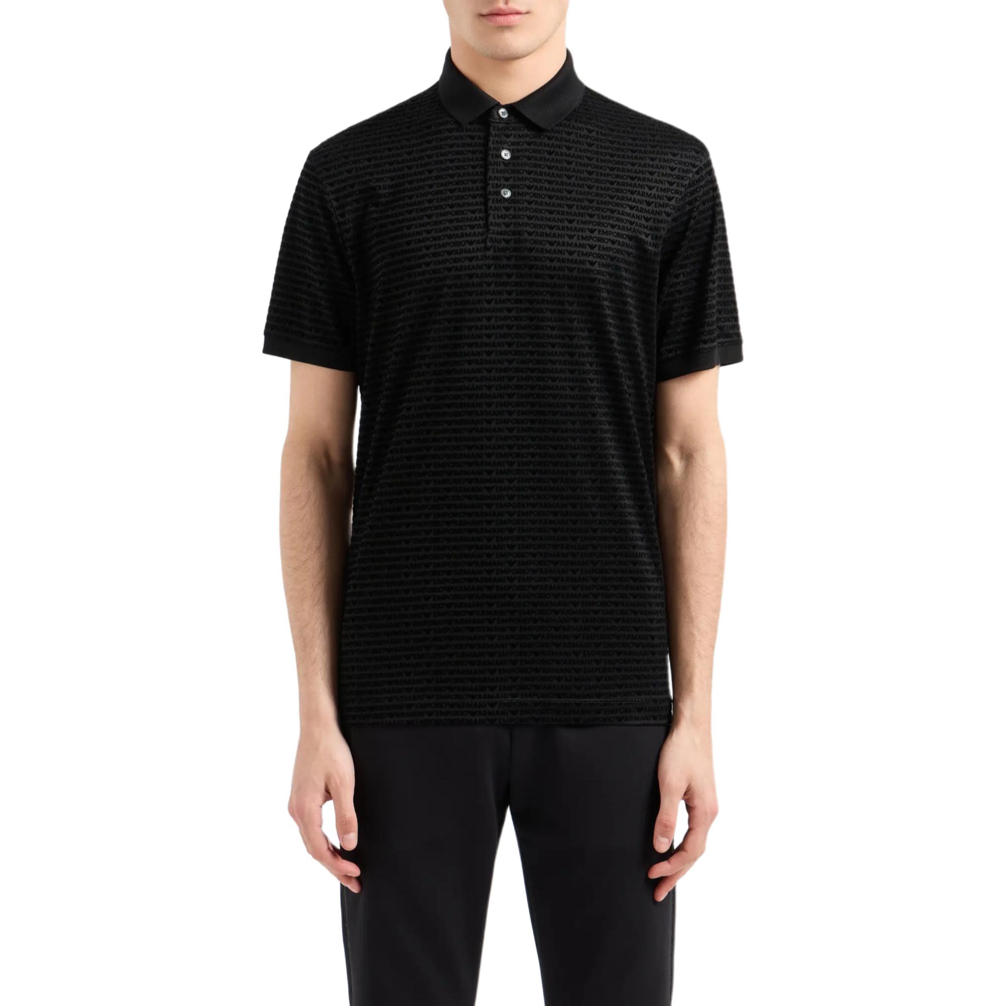 Lookbook エンポリオアルマーニ FW24 ブラック ロゴ ポロシャツ 6D1F79-1JOSZ-0999