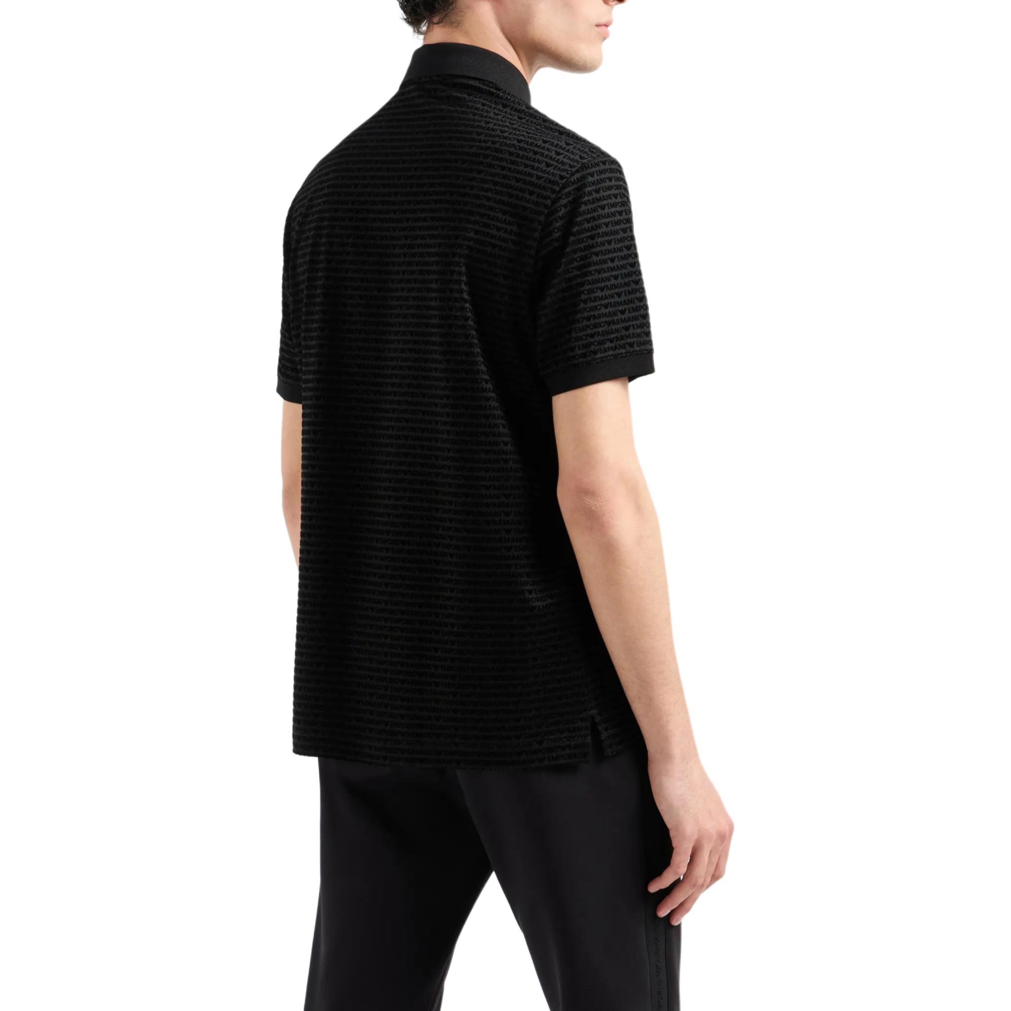 Shop エンポリオアルマーニ FW24 ブラック ロゴ ポロシャツ 6D1F79-1JOSZ-0999