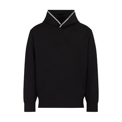 Emporio Armani FW24 Black Logo Striped Jacquard Hoodie 6D1M99-1JRRZ-0999