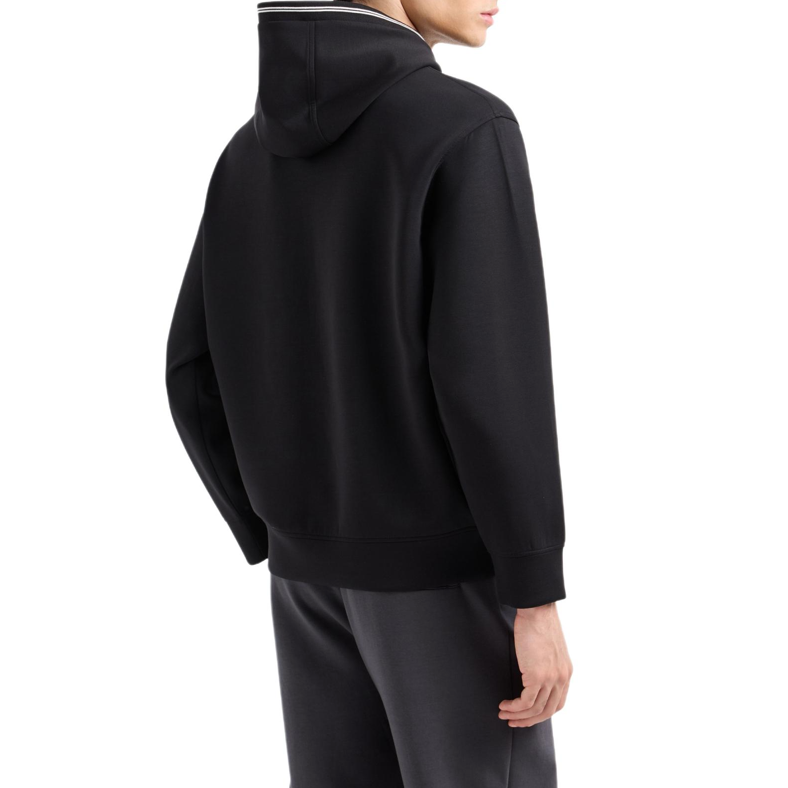 Lookbook エンポリオアルマーニ FW24 ブラック ロゴ ストライプ ジャカードフーディー 6D1M99-1JRRZ-0999