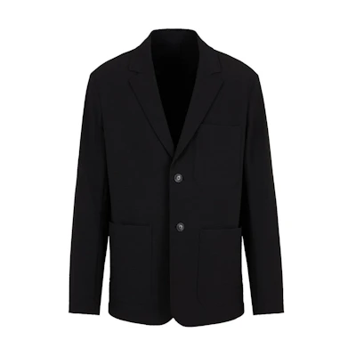 EMPORIO ARMANI FW24 Black Single-Breasted Crinkle Long Sleeve Blazer 6D1GA2-1NSCZ-0999