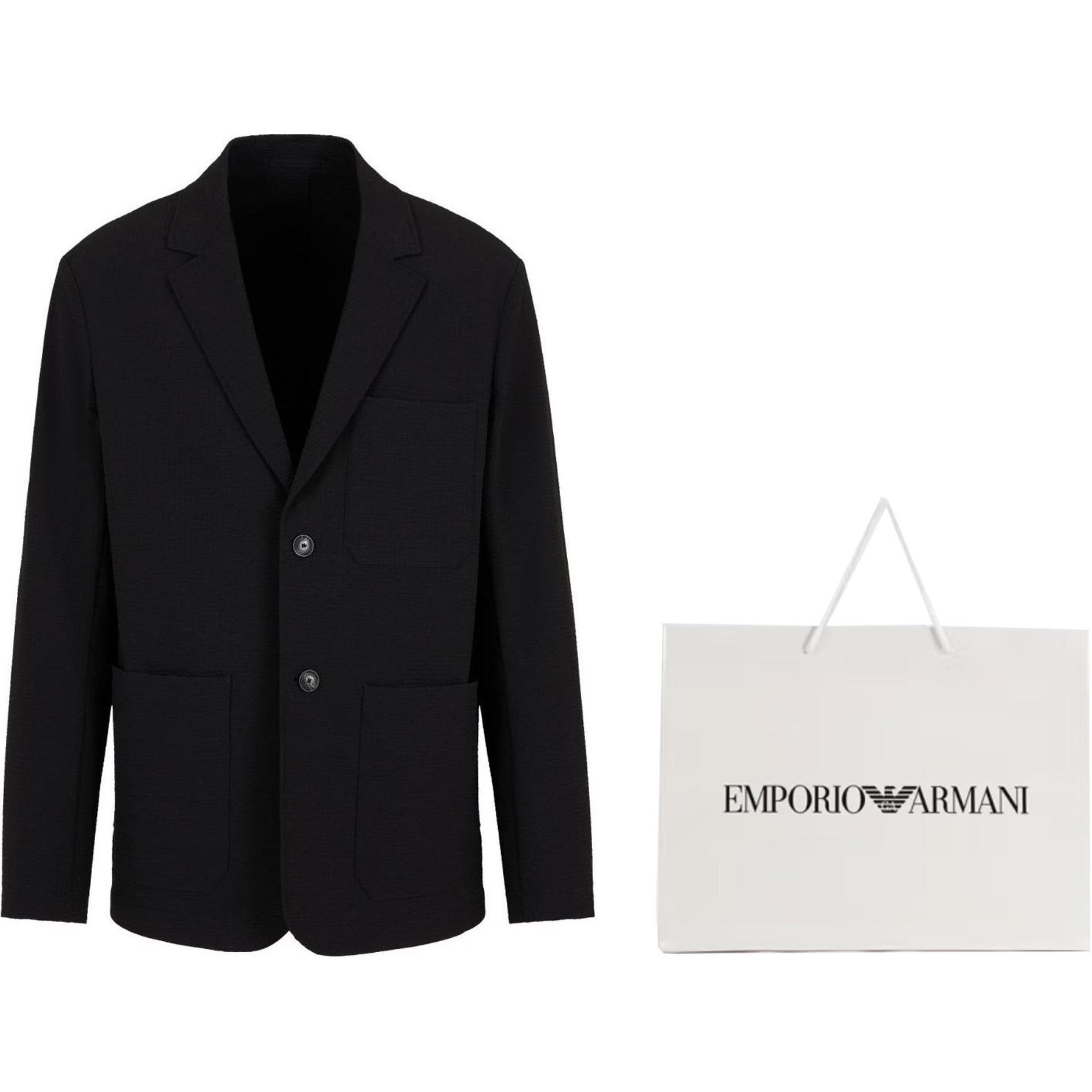 Lookbook EMPORIO ARMANI FW24 黑色單排扣皺褶長袖西裝外套 6D1GA2-1NSCZ-0999