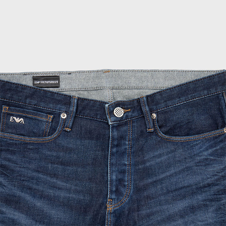 EMPORIO ARMANI FW24  Blue Mid-Rise Straight-Leg Logo Patch Jeans. 6D1J75-1D89Z-0941 圖 5
