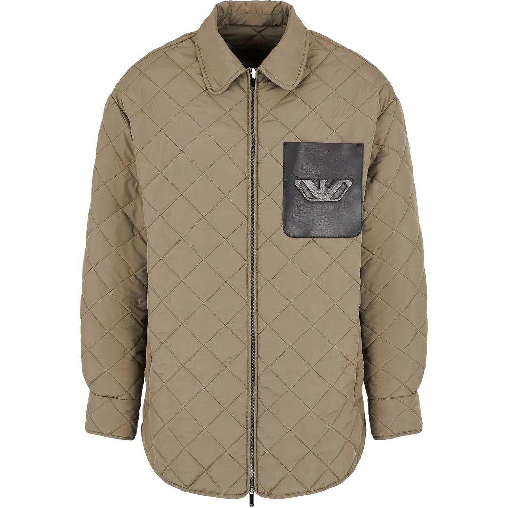Emporio Armani FW24  Brown Jacket with Logo Quilting and Zipper Design. 6D1B6V-1K78Z1-0418
