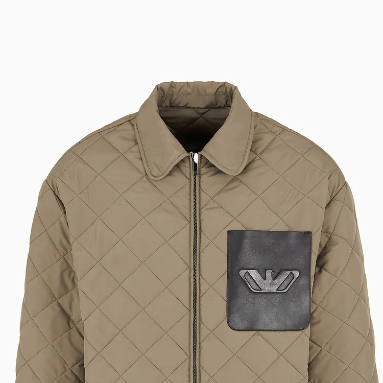 Emporio Armani FW24  Brown Jacket with Logo Quilting and Zipper Design. 6D1B6V-1K78Z1-0418 圖 3