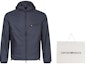 Shop エンポリオ アルマーニ FW24 ネイビーブルー ロゴ入り軽量ジップフーディージャケット 6D1B64-1NNXZ-0920