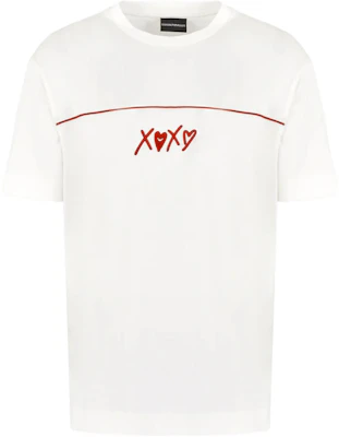 EMPORIO ARMANI FW24 White Crewneck Embroidered Pattern T-Shirt. EM000131-AF10761-U0003 Order EMPORIO ARMANI FW24 White Crewneck Embroidered Pattern T-Shirt. EM000131-AF10761-U0003