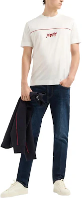 EMPORIO ARMANI FW24 White Crewneck Embroidered Pattern T-Shirt. EM000131-AF10761-U0003 Lookbook EMPORIO ARMANI FW24 White Crewneck Embroidered Pattern T-Shirt. EM000131-AF10761-U0003