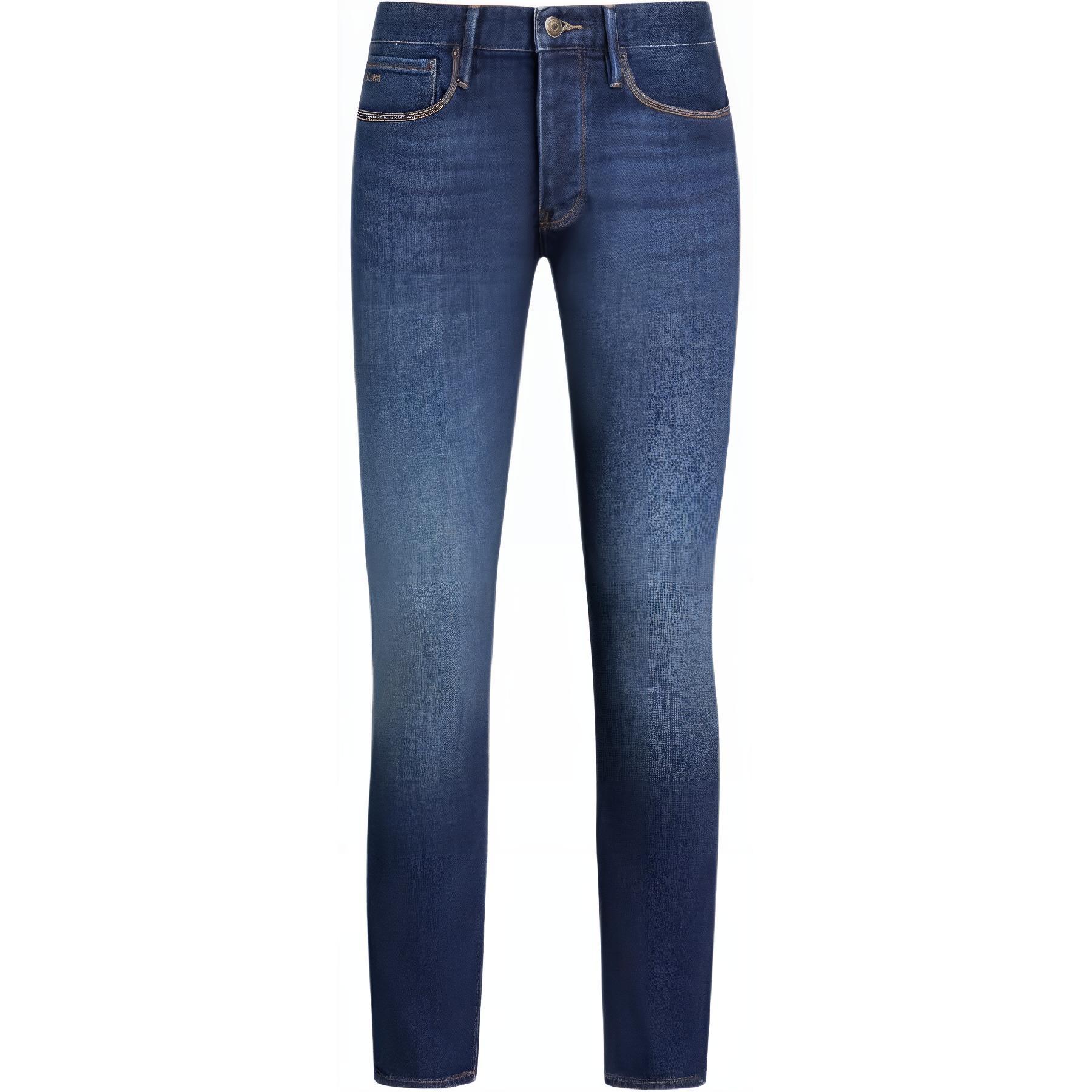 EMPORIO ARMANI FW24 Logo Patch Mid-Waist Straight Fit Jeans Men Blue 6D1J75-1D87Z-0942 圖 2