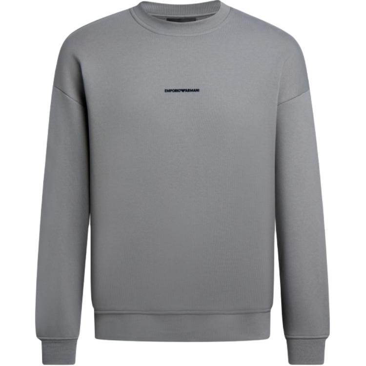 Order Emporio Armani FW24 灰色男士標誌印花長袖圓領衫。 6D1M95-1JTAZ-06K3