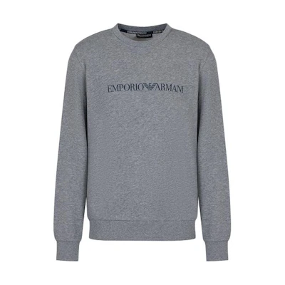 Emporio Armani FW24 Logo Print Crewneck Sweatshirt Grey 111785-4R571-14049