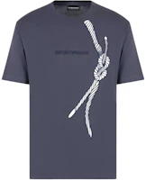 Emporio Armani FW24 Navy Blue Logo Embroidered Short Sleeve T-Shirt. 6D1T6U-1J7FZ-0935 Emporio Armani FW24 Navy Blue Logo Embroidered Short Sleeve T-Shirt. 6D1T6U-1J7FZ-0935