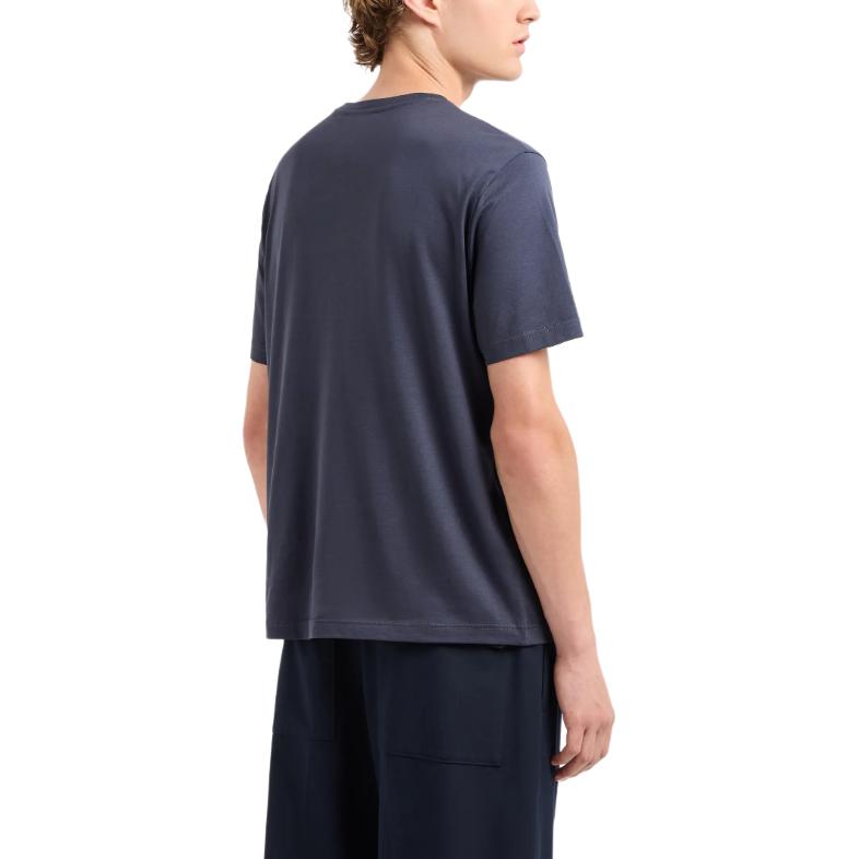 Purchase Camiseta Emporio Armani FW24 Azul Marino con Logo Bordado de Manga Corta. 6D1T6U-1J7FZ-0935