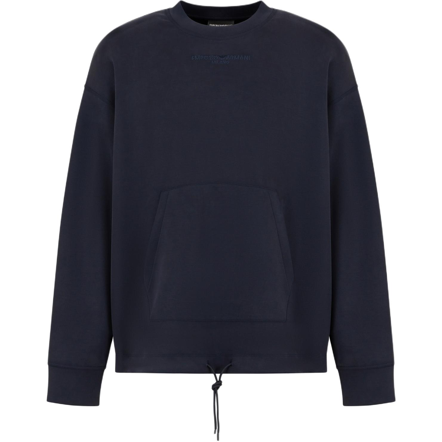 Emporio Armani FW24 Navy Blue Loose Fit Crewneck Sweatshirt with Logo Embroidery 6D1MC1-1JRRZ-0920