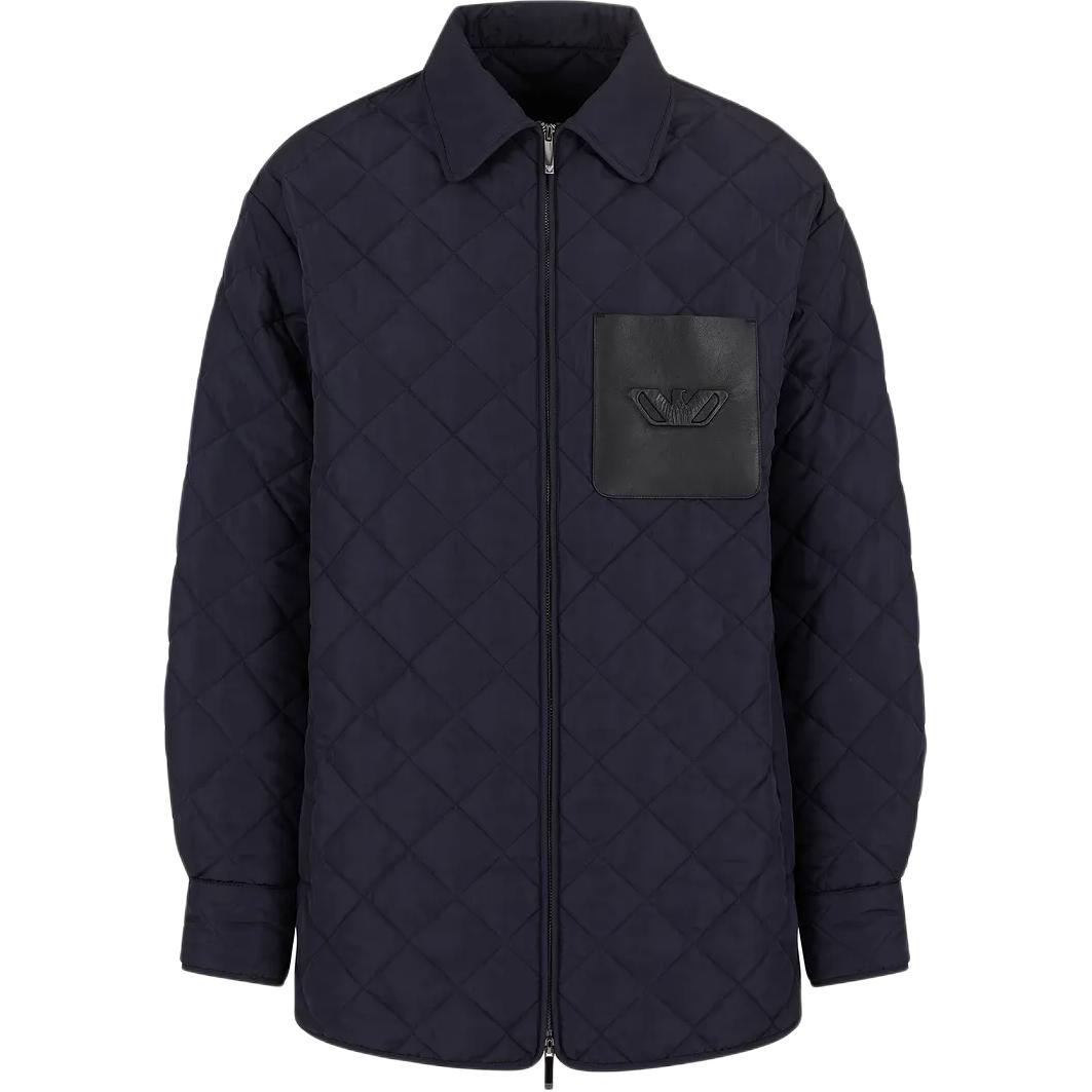 Emporio Armani FW24 Navy Quilted Logo Zip-Up Jacket 6D1B6V-1K78Z1-0922