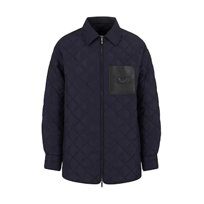 Emporio Armani FW24 Navy Quilted Logo Zip-Up Jacket 6D1B6V-1K78Z1-0922
