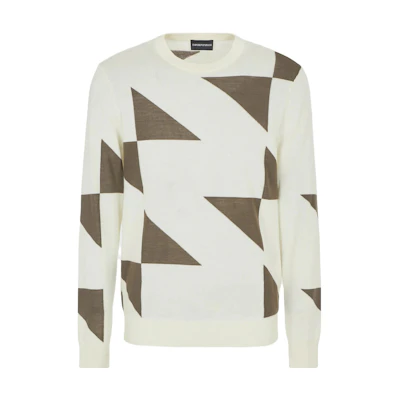 Emporio Armani Geometric Print Crewneck Sweater for Men - Multicolor. 6R1MV5-1M05Z-F1C7
