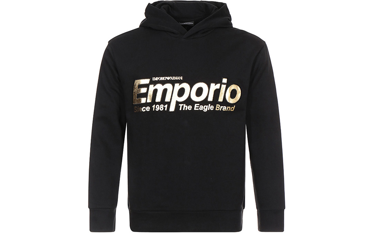 Emporio Armani Gold Logo Hoodie Black 6G1MF8-1J07Z-0002