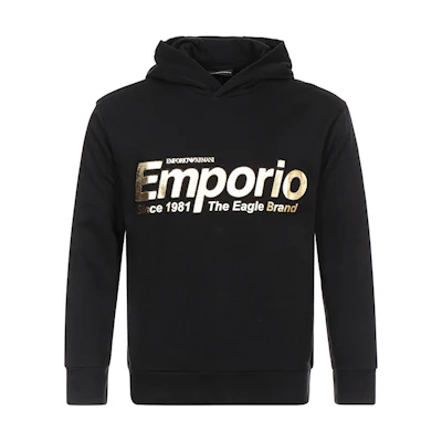 Emporio Armani Gold Logo Hoodie Black 6G1MF8-1J07Z-0002
