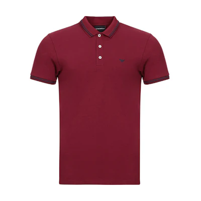 Emporio Armani Graphic Print Cotton Polo Shirt Deep Red Colorblock 8N1F30-1JPTZ-0393