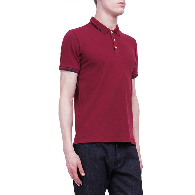 Purchase Emporio Armani 深紅色拼色圖案印花棉質POLO衫 8N1F30-1JPTZ-0393