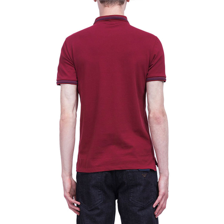 Sizing Emporio Armani 深紅色拼色圖案印花棉質POLO衫 8N1F30-1JPTZ-0393