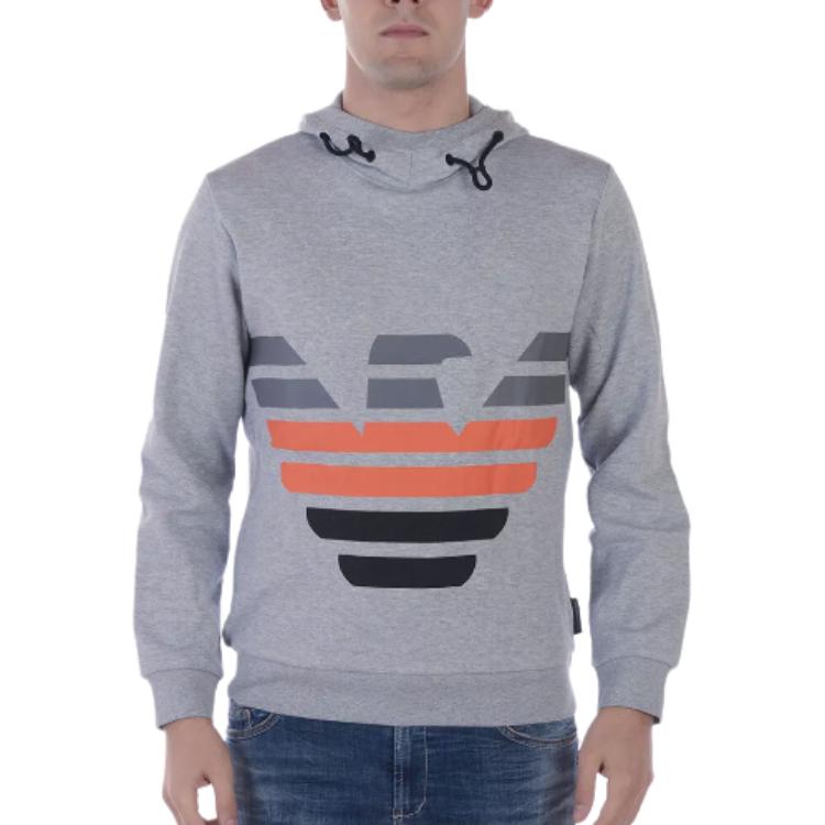 Emporio Armani Gray Drawstring Hooded Pullover Sweatshirt POIZON240715228