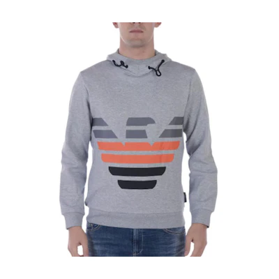 Emporio Armani Gray Drawstring Hooded Pullover Sweatshirt POIZON240715228