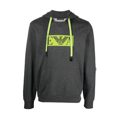 Emporio Armani Gray Hoodie with Logo Print Long Sleeve Sweatshirt 1117532-F5715-7720