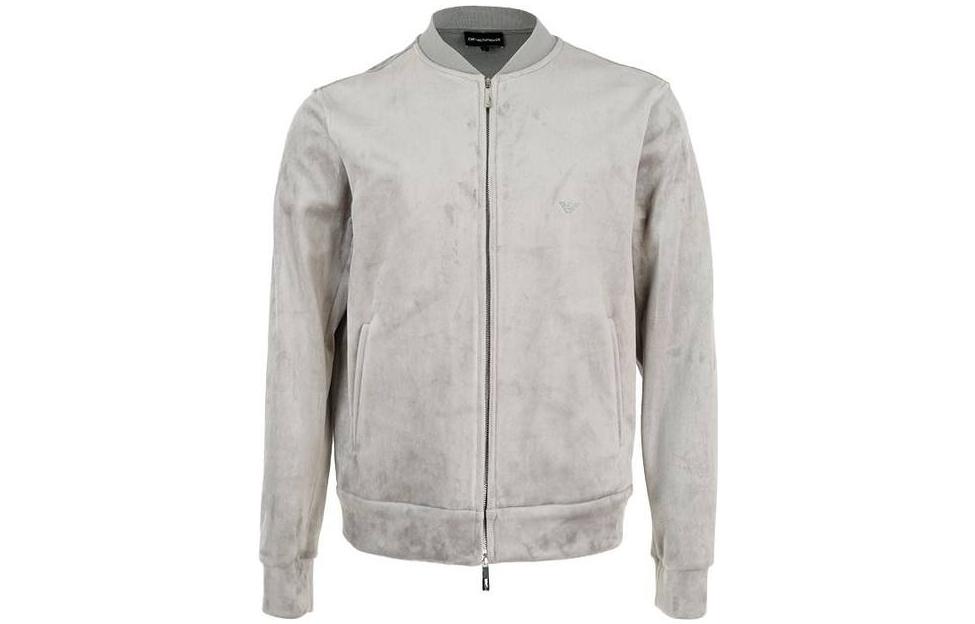 Emporio Armani Gray Logo Embroidered Zip-Up Baseball Jacket 6L1B7P-1JA8Z-0620