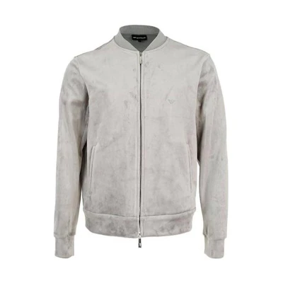 Emporio Armani Gray Logo Embroidered Zip-Up Baseball Jacket 6L1B7P-1JA8Z-0620