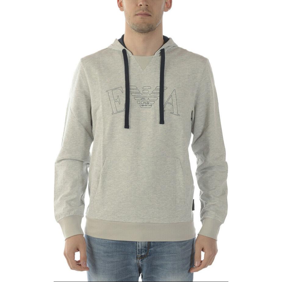 Emporio Armani Gray Logo Print Hoodie Long Sleeve Sweatshirt POIZON240717303