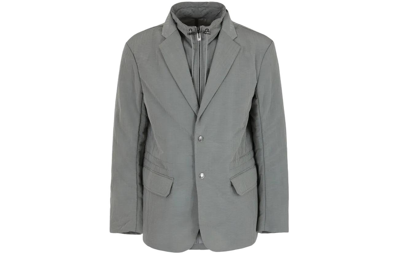 Emporio Armani Gray Single-Breasted Two-Piece Look Long-Sleeve Jacket 3D1GF31-NJUZ1-06G1