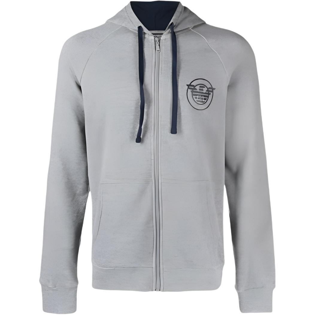 Emporio Armani Gray Solid Logo Zip-Up Hoodie Jacket 1118352-F5730-6749