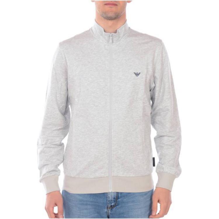 Emporio Armani Gray Solid Stand Collar Zip-Up Jacket POIZON240715429