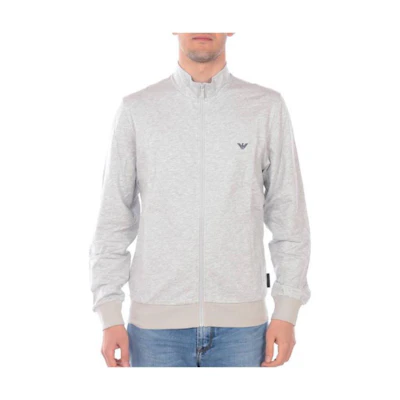 Emporio Armani Gray Solid Stand Collar Zip-Up Jacket POIZON240715429