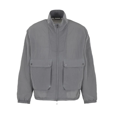 Emporio Armani Gray Solid Zip-Up Jacket with Pockets and Stand Collar 3D1BG7-1NJUZ1-0653
