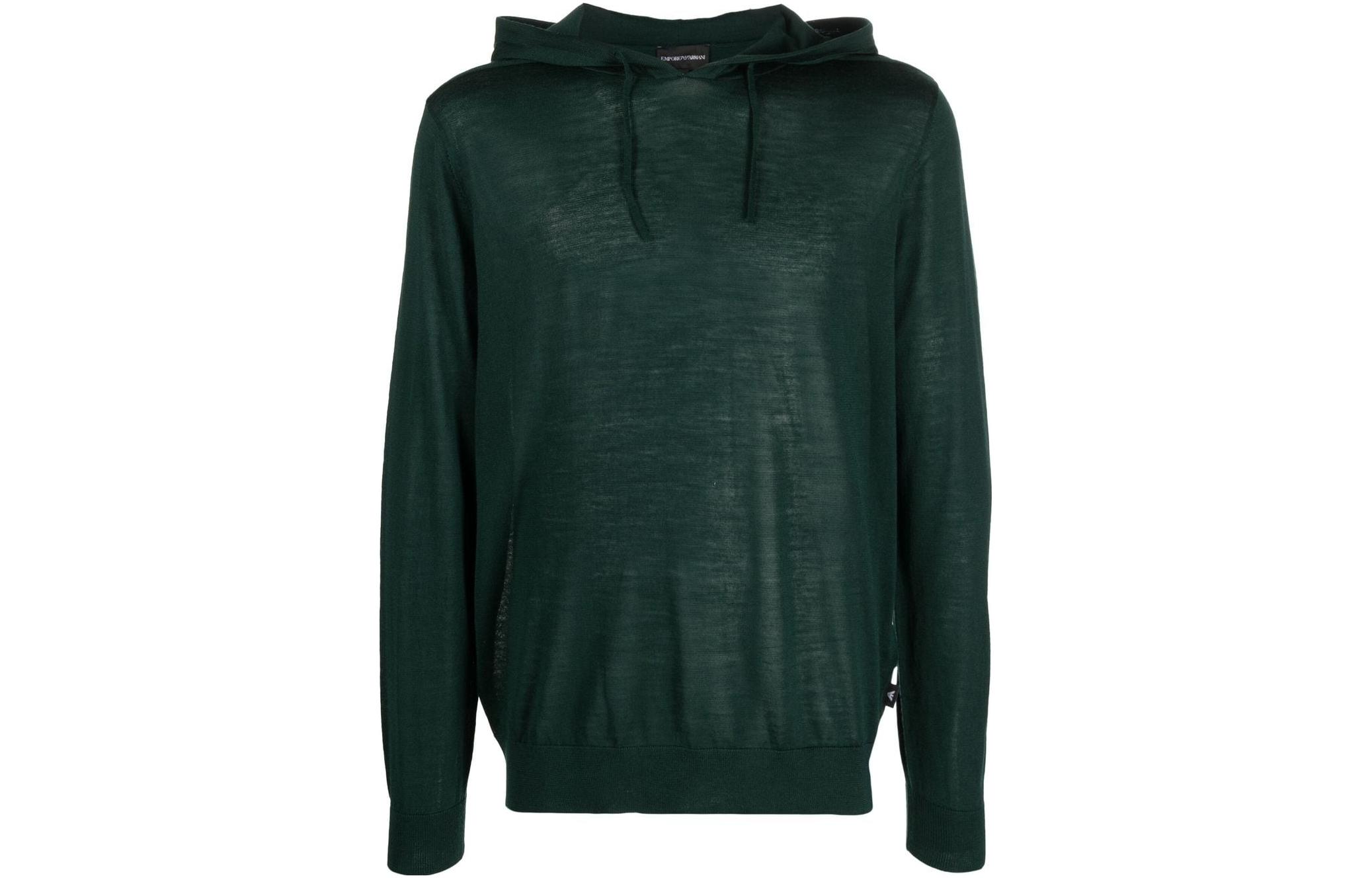 Emporio Armani Green Knit Hoodie Long Sleeve Sweater 8N1MUW-1MJWZ-0590