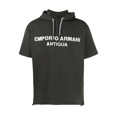 Emporio Armani Green Logo Patch Short-Sleeve Hoodie 6K1M63-1JHSZ-0558