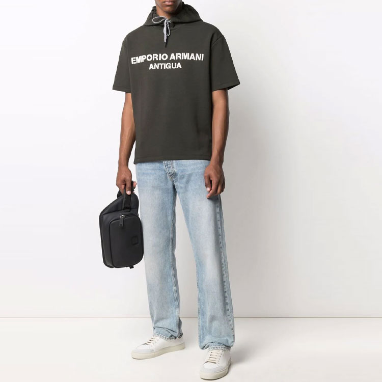 Emporio Armani Green Logo Patch Short-Sleeve Hoodie 6K1M63-1JHSZ-0558 圖 3