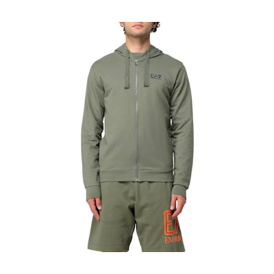 Emporio Armani Green Logo Print Hooded Zip-Up Jacket 8NPM03-PJ05Z-1846