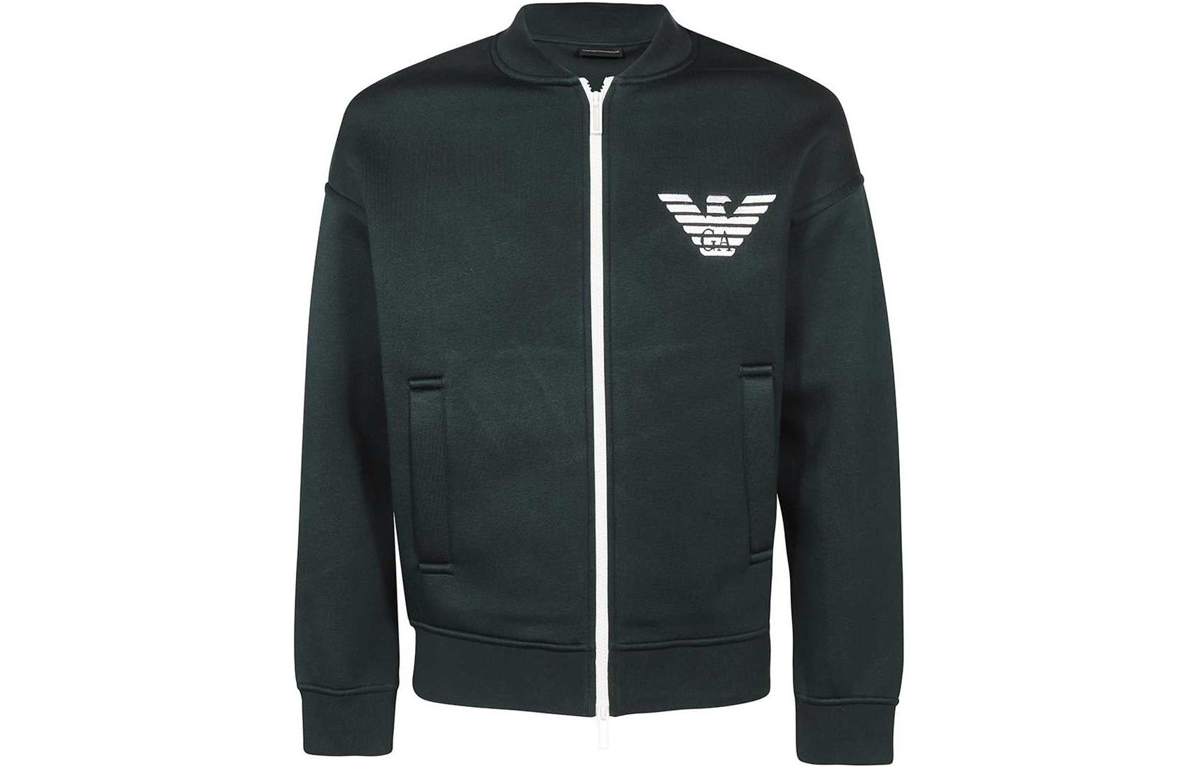 Emporio Armani Green Logo Print Zip-Up Casual Jacket 6L1MM3-1JUWZ-0586