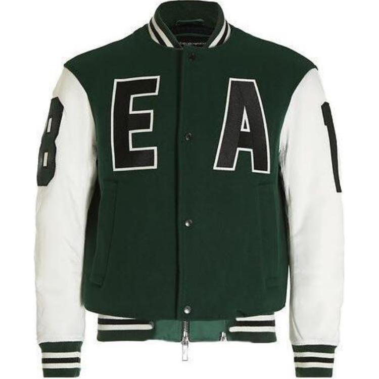 Emporio Armani Green Striped Letter V-Neck Single-Breasted Jacket 3L1B61-1NDYZ-0572