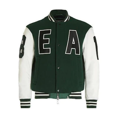 Emporio Armani Green Striped Letter V-Neck Single-Breasted Jacket 3L1B61-1NDYZ-0572