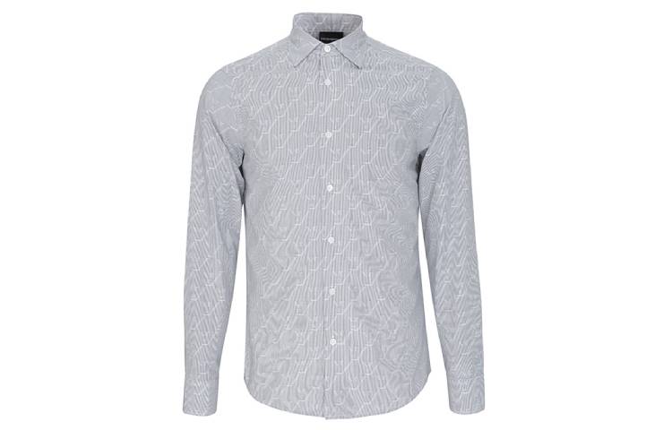 EMPORIO ARMANI Grey Cotton Long Sleeve Polo Shirt 6H1CA4-1NXXZ-F965