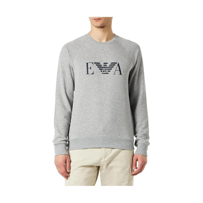 Emporio Armani Grey Crewneck Sweatshirt with Logo Print Long Sleeves 111062-3R571-00948