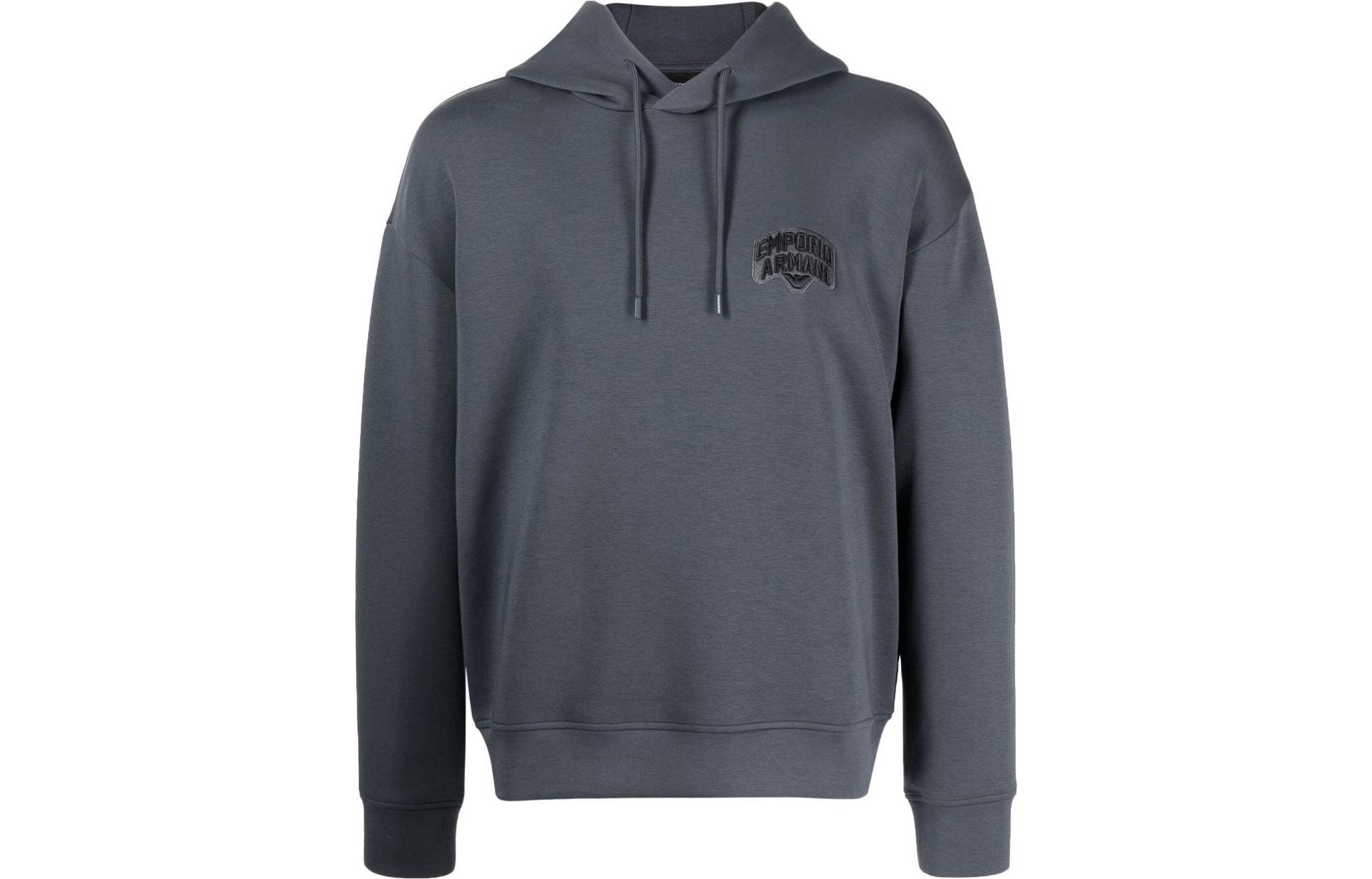 Emporio Armani Grey Hoodie with Embroidered Lettering 3R1MBG-1JHSZ-0931